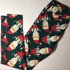 LuLaRoe Hipster Santa OS Christmas Leggings